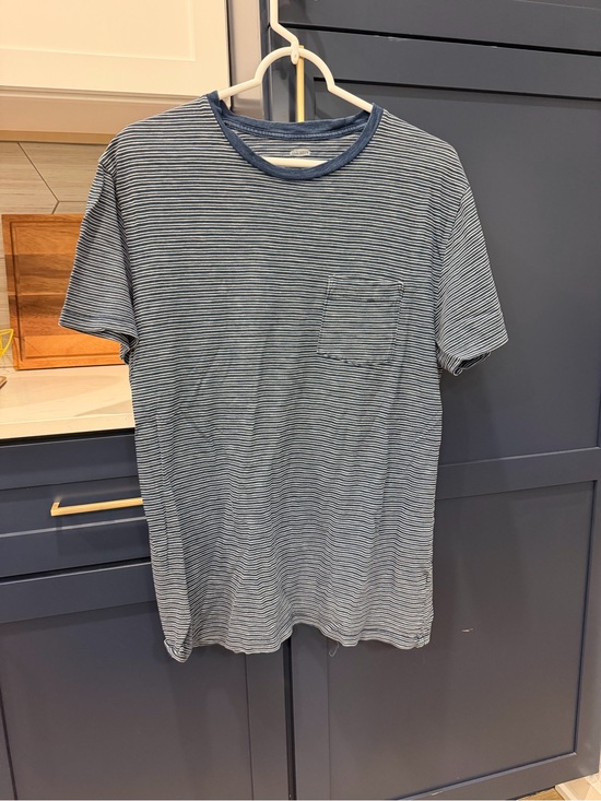 Old Navy Other - Old Navy Blue and White Thin-Striped Pocket Tee